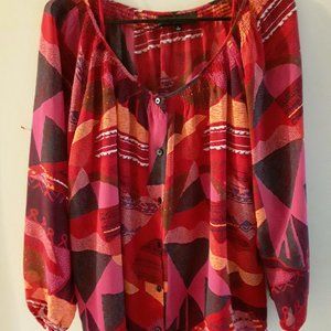 JONES WEAR Geometric Print Blouse with Matching Camisole